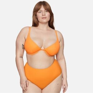CUUP The Plunge Swim Top The Tap Swim Bottom Nectar Orange 38F 40E XXXL